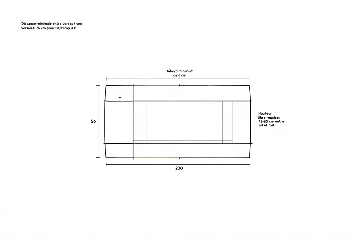 Dimensions requises pour installation tente de toit sur remorque