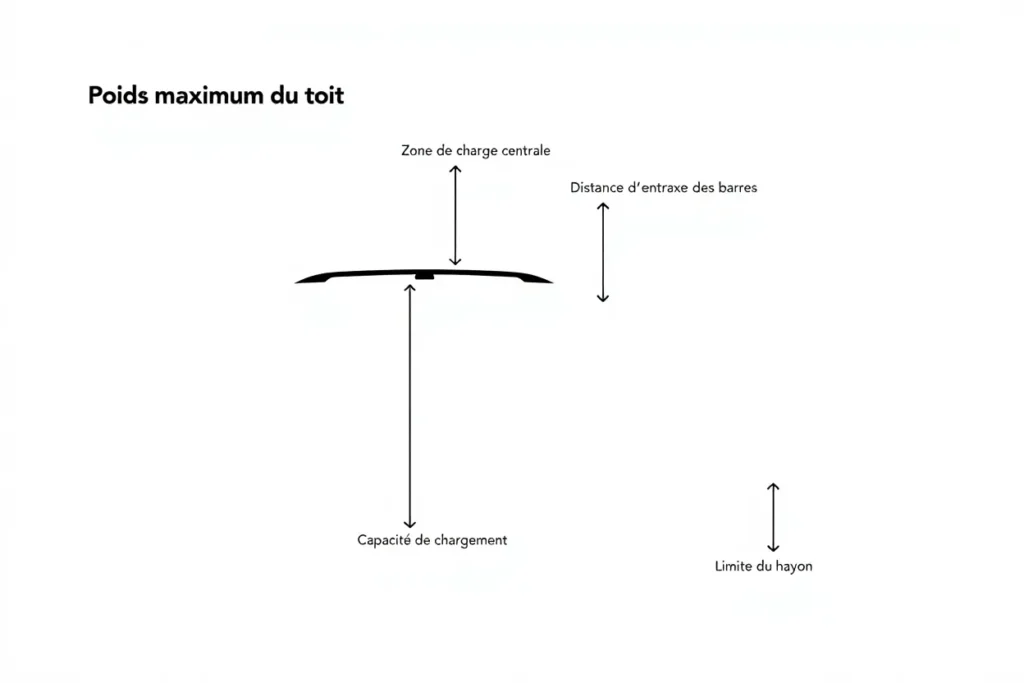 Schéma de charge maximale coffre de toit