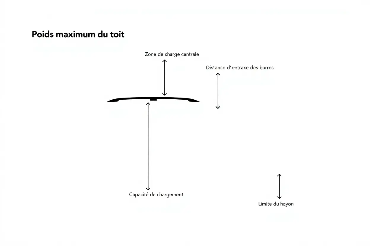 Schéma de charge maximale coffre de toit